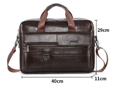 Leather Men's Briefcase Top Layer Cowhide Messenger Bag Large Capacity Single Shoulder Bag Business Multi-function