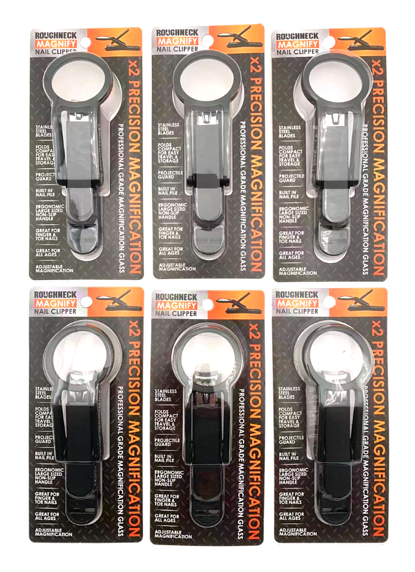 Novelty Closeout - Roughneck Magnifying Glass Nail Clipper - 6/Pack: Closeout Price