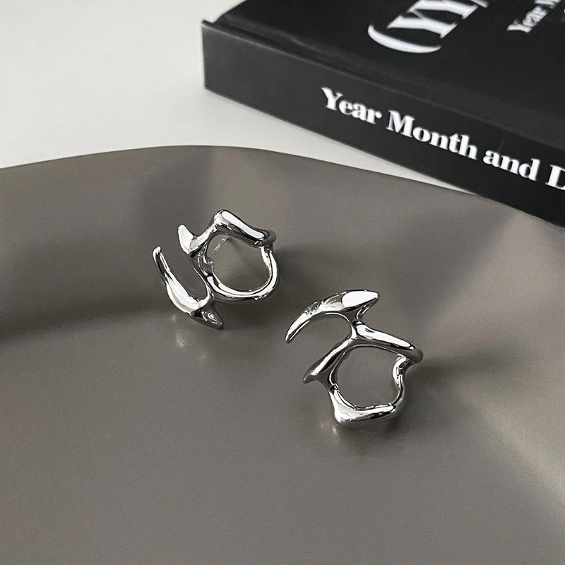 Irregular Liquid Metal Hollow Earrings For Women