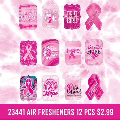 BREAST CANCER AWARENESS HANGING AIR FRESHENER- 12/PACK