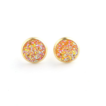 Starry Stainless Steel Water Plated Gold Stud Earrings