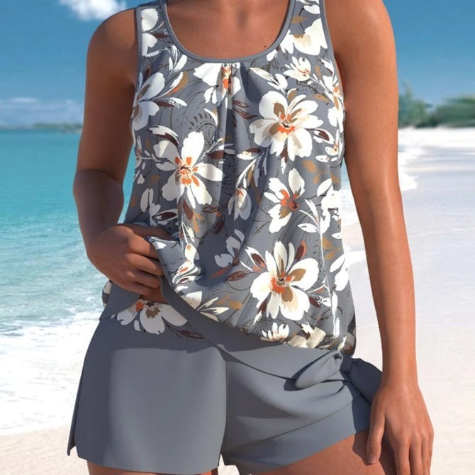 Women's Printed Split Shorts Swimsuit Suit