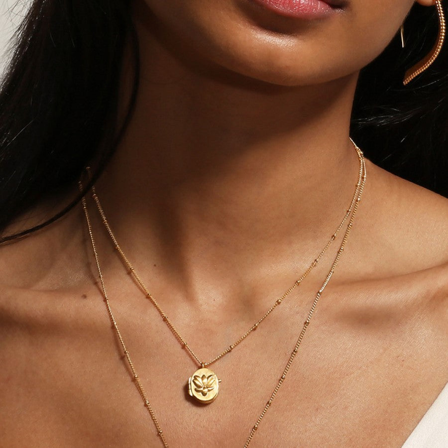 Lotus Album Necklace Flower Pendant Sweater Chain