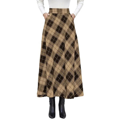 Fall Ladies High Waist Plaid Party Casual Skirt