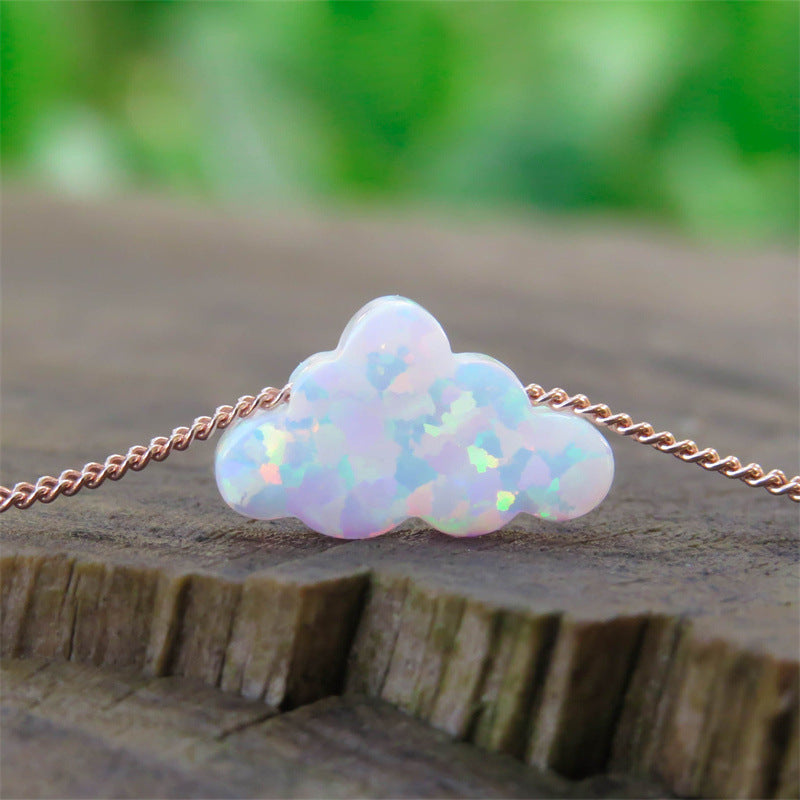 Women's Imitation Opal Resin Cloud Pendant Necklace