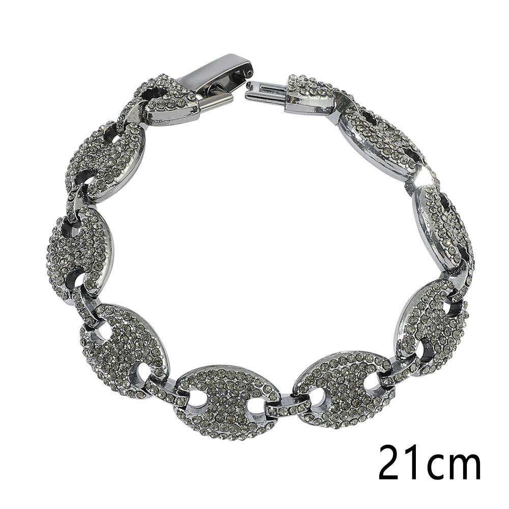 Women's Button Diamond Pig Nose Bracelet