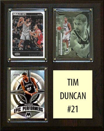 C And I Collectables - TIm Duncan 3 Card Plaque Donruss Hoops Fleer Topps 2023 2024 San Antonio Spurs