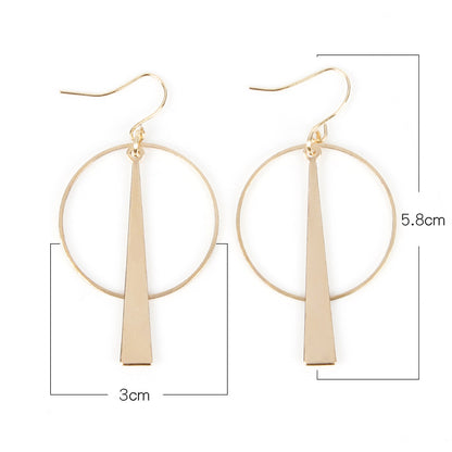 Creative Geometry Round Ring Earrings All-match Long Eardrops Fashion