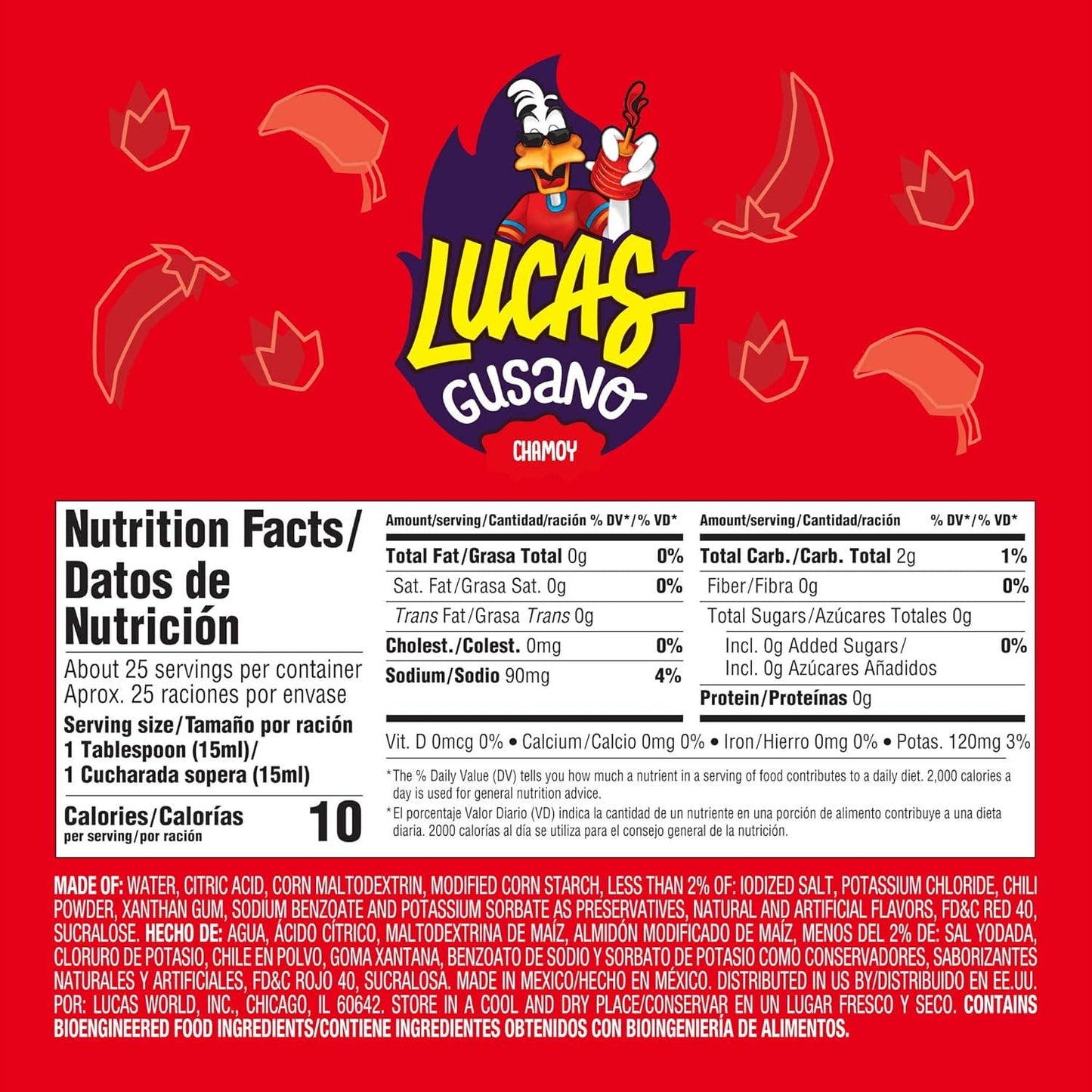 Food Crush Corp - Lucas Gusano Chamoy Mexican Liquid Mexican Candy (Box of 10)