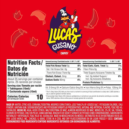 Food Crush Corp - Lucas Gusano Chamoy Mexican Liquid Mexican Candy (Box of 10)