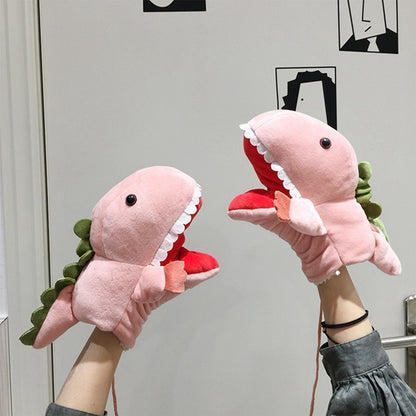 Autumn And Winter Dinosaur Gloves Female Cartoon