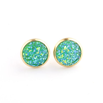 Starry Stainless Steel Water Plated Gold Stud Earrings