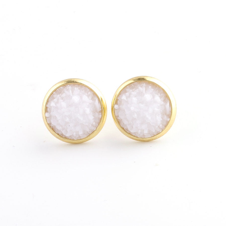 Starry Stainless Steel Water Plated Gold Stud Earrings