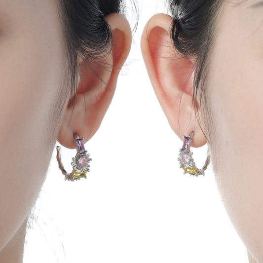 Small Colorful Zircon Simple Earrings