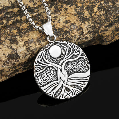 Lucky Tree Stainless Steel Viking Pendant Vintage Necklace