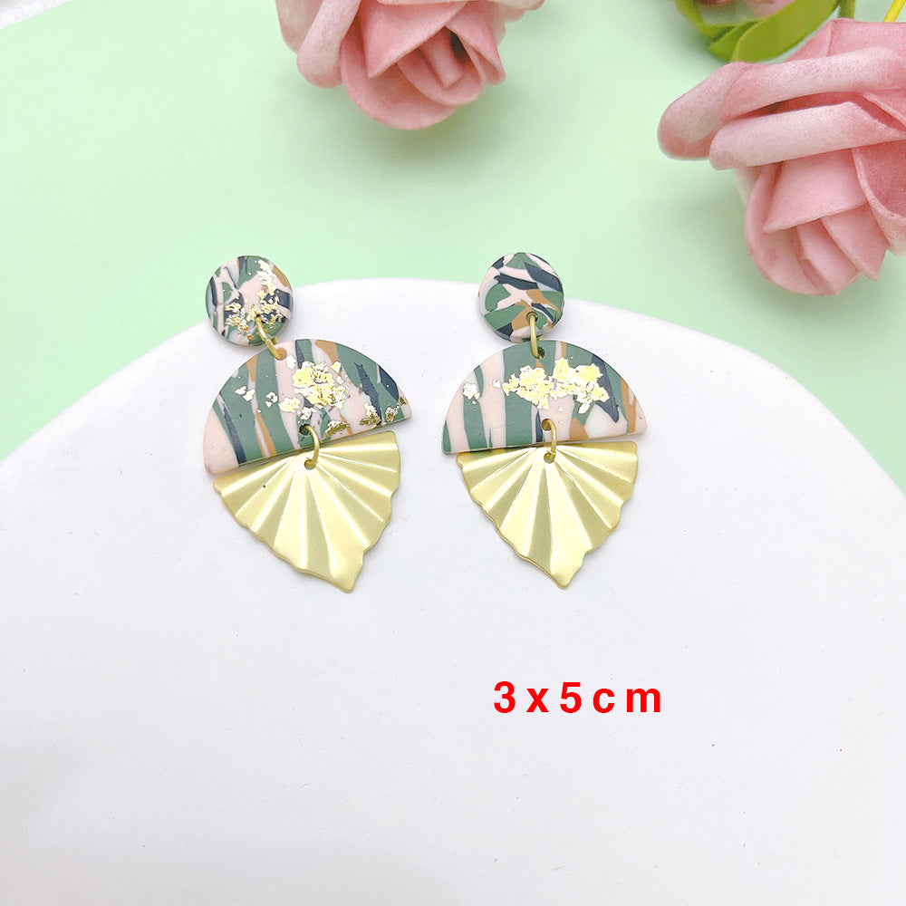 Camouflage Polymer Clay Earrings For Women