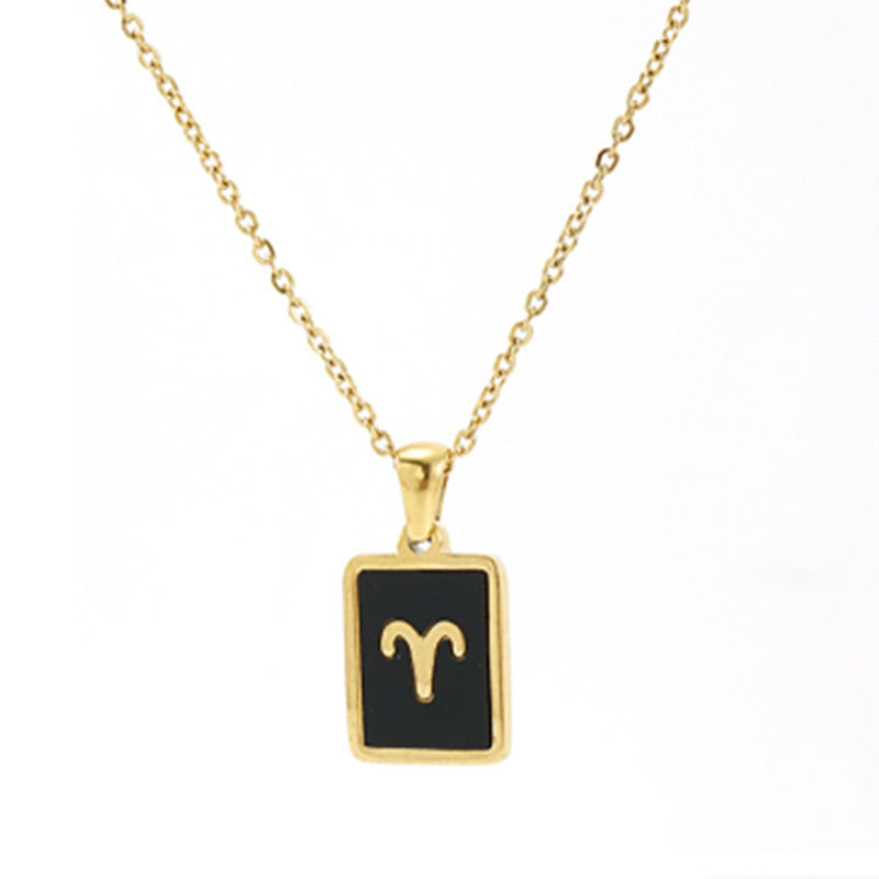 Square Plate Twelve Constellation Rune Necklace