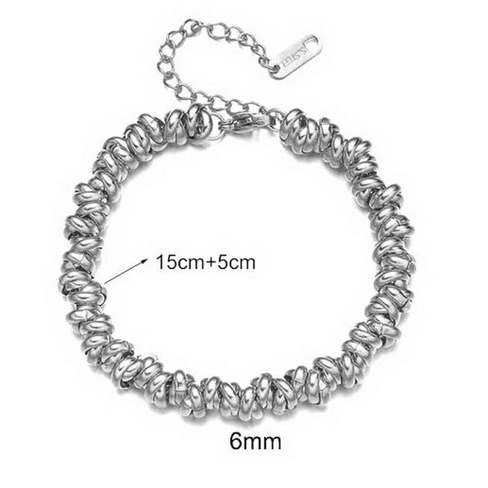 Fashion Creative Metal Circle Beaded Retro Titanium Steel Bracelet