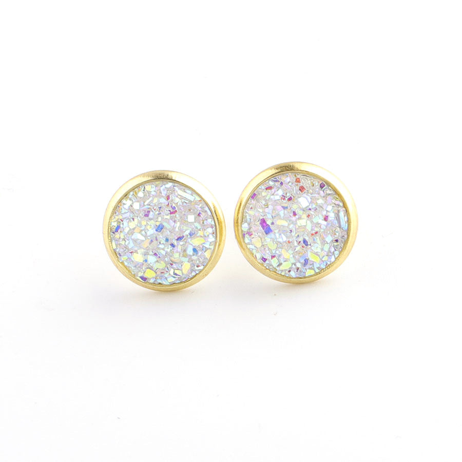 Starry Stainless Steel Water Plated Gold Stud Earrings