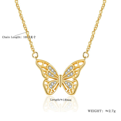 Women's Hollow-out Micro Inlaid Zircon Butterfly Element Necklace