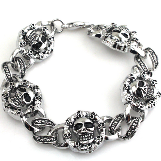 European and American rock band personality punk jewelry men's metal bracelet round skull