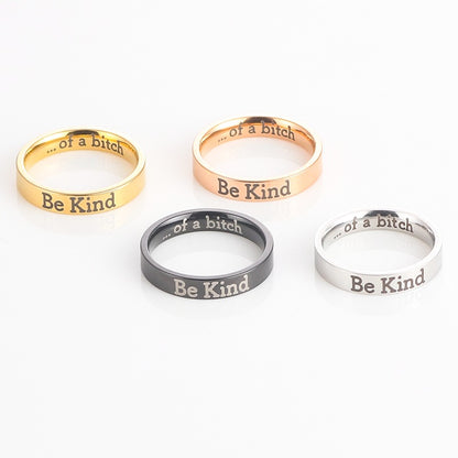 European And American New BeKind Ring Titanium Steel Couple Ornament