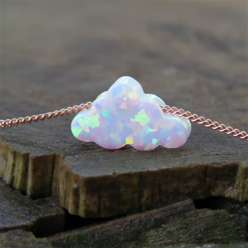 Women's Imitation Opal Resin Cloud Pendant Necklace