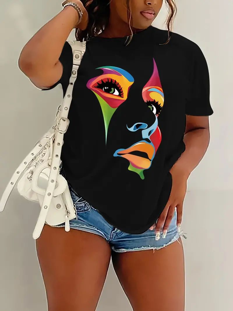 Black Girl's Printed Short-sleeved T-shirt