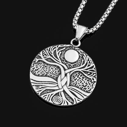 Lucky Tree Stainless Steel Viking Pendant Vintage Necklace