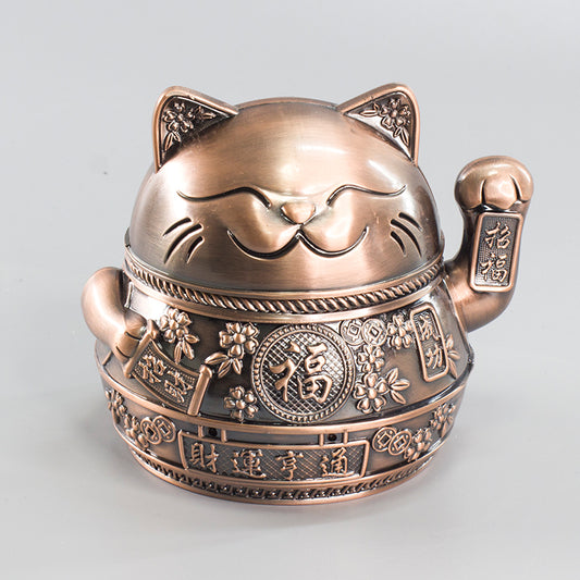 Lucky Cat Ashtray Creativity Personality Trendy Home Living Room With Cover Anti-fly Ash Uxury High-end Simple Ashtray