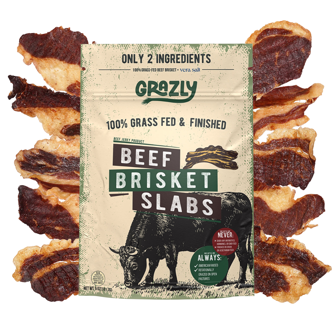 Grazly - Beef Brisket Slabs - 100% Grass-Fed & Finished - 2oz Bag