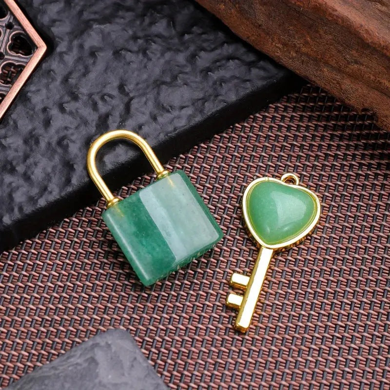 Gold Love Key Heart Lock Pendant Suit