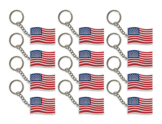 FRIZZALES - Bulk 12pk American Flag Rubber Keychains – Blowout Price: BG = 12 PCS
