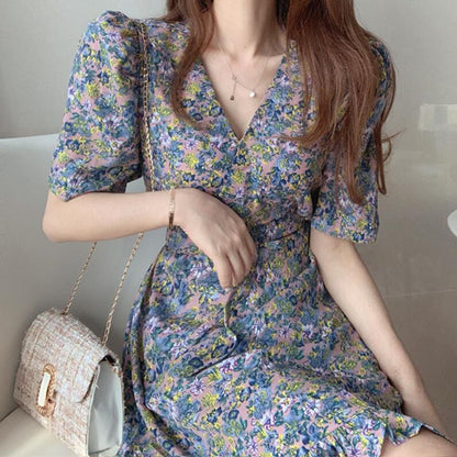 Short Sleeve Floral Dress Summer Fashion Temperament