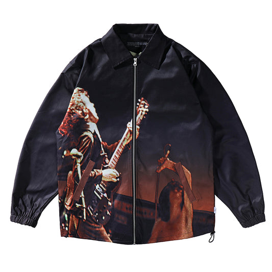 Men and women personality rock band print jacket
