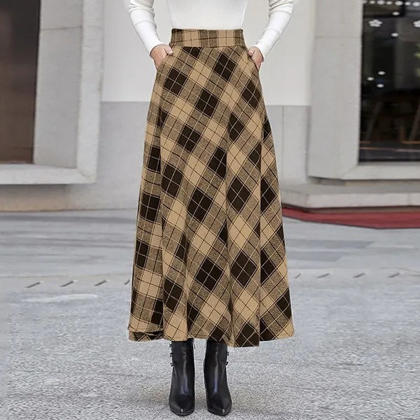 Fall Ladies High Waist Plaid Party Casual Skirt