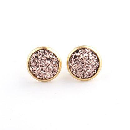 Starry Stainless Steel Water Plated Gold Stud Earrings