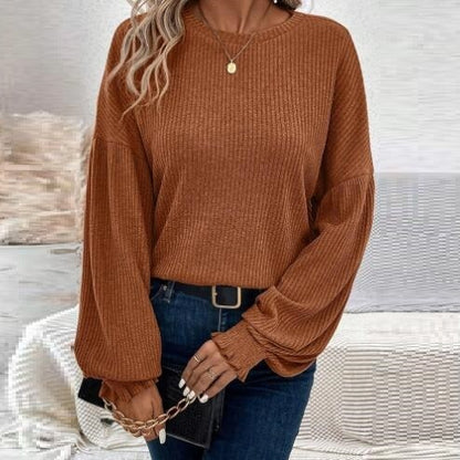 Solid Color Drop-shoulder Long-sleeve T-shirt Casual Loose Bottoming Shirt