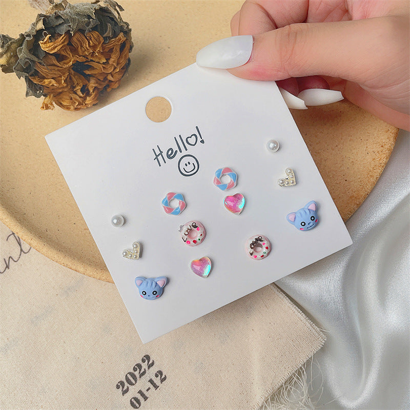 Women's Cute Sweet Sterling Silver Needle Stud Earrings