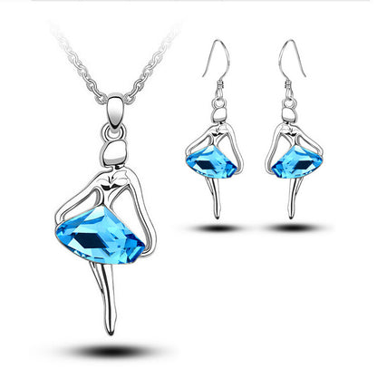 Dancing Girl Crystal Necklace Earrings Set