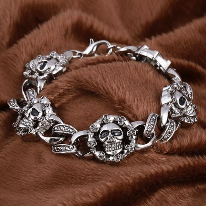 European and American rock band personality punk jewelry men's metal bracelet round skull