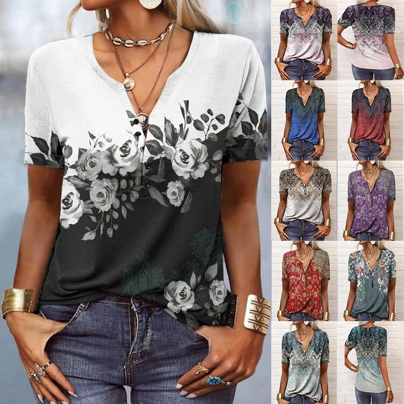 Women's Short-sleeved Printed Ethnic Fashion T-shirt