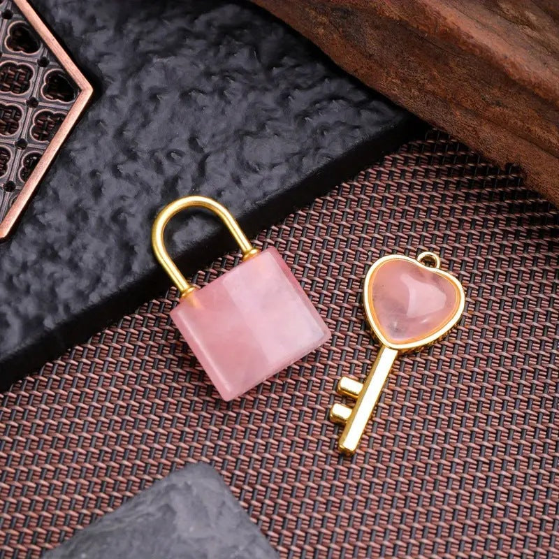 Gold Love Key Heart Lock Pendant Suit