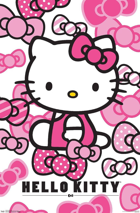 Posters Wholesale - Hello Kitty Bows Anime Poster Size 24X36: Cardboard Back & Clear Bag