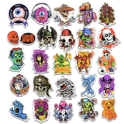 Trolley Case Stickers Do Not Repeat 50 Pieces A Horrible Creative Skull Waterproof Graffiti Cartoon Car Stickers