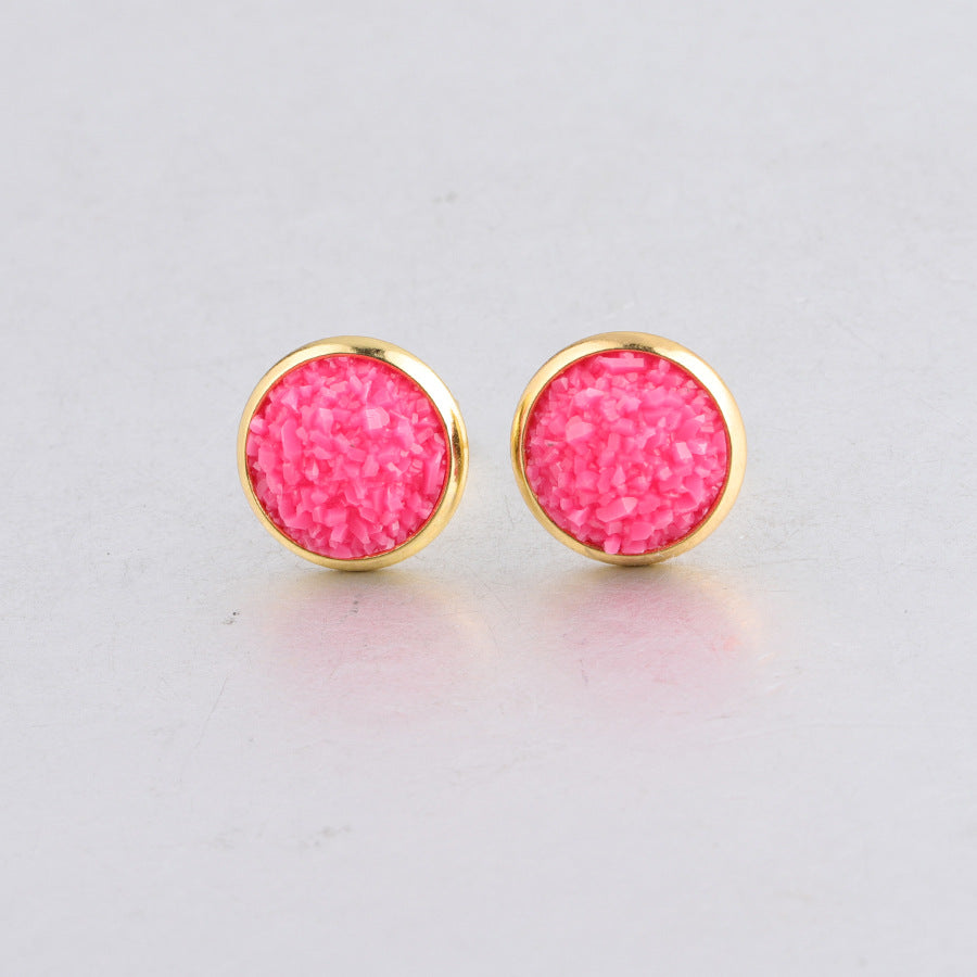 Starry Stainless Steel Water Plated Gold Stud Earrings