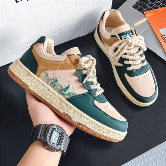 Lace-up Casual Shoes Soft Thick Sole Fashion Comfortable Breathable Flats Sneakers Student Platform Outdoor Walking Shoes