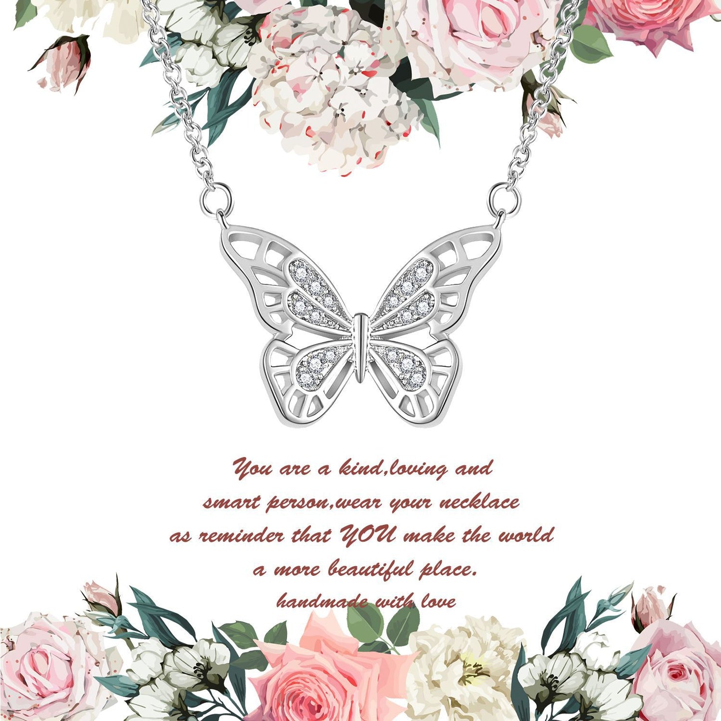 Women's Hollow-out Micro Inlaid Zircon Butterfly Element Necklace