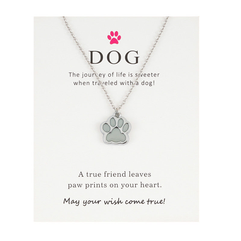 Luminous Dog's Paw Pendant O-type Chain With Stainless Steel Men's And Women's Card Necklace