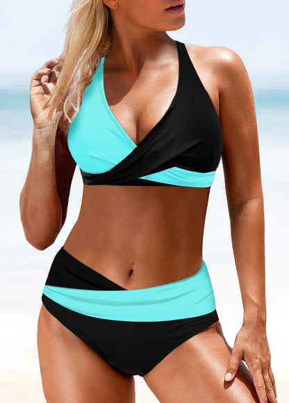 Split Stitching Multicolor Swimsuit